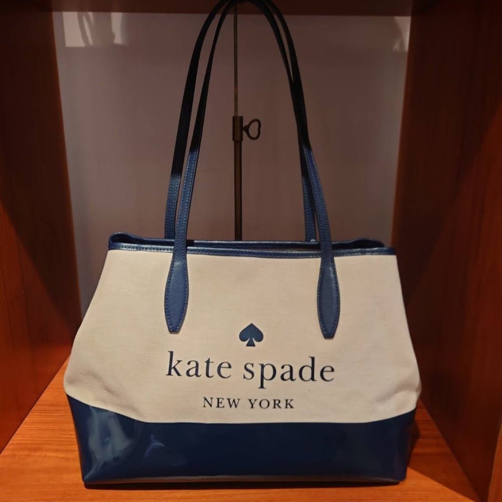 NWT!Kate Spade Classic Small Street Tote Bag - Logo - Side Snap - Nightcap Navy